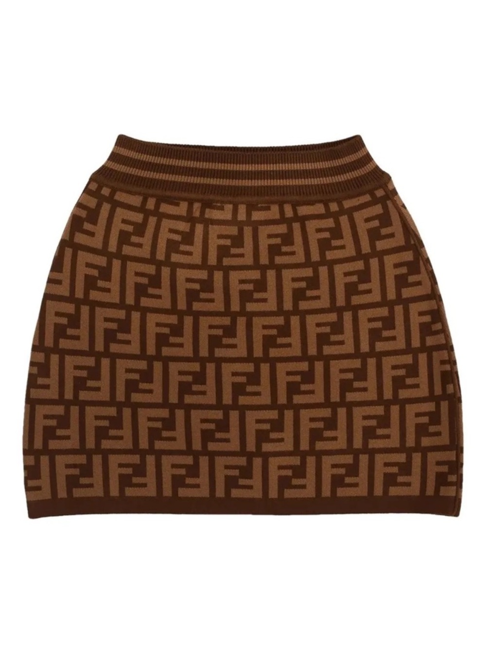 Fendi Brown Logo Jacquard Knit Mini Skirt - Picture 2 of 5